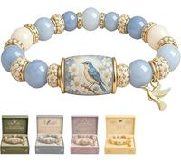 Générique 2026 new hummingbird beaded bracelet with gift box, Bluebird Butterfly Blessings Bracelet,Inspirational Bird Charm Bracelet,for Women, Mom, Sister and Friends