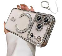 Générique 2026 New in Phone Case for iPhone 17 Series - Glitter Bling Rhinestone Sparkly Magnetic Case (for iPhone 17 Pro,Silver)