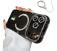 Générique 2026 New in Phone Case for iPhone 17 Series - Glitter Bling Rhinestone Sparkly Magnetic Case (for iPhone 17 Pro,Black)