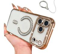 Générique 2026 New in Phone Case for iPhone 17 Series - Glitter Bling Rhinestone Sparkly Magnetic Case (for 17,Gold)