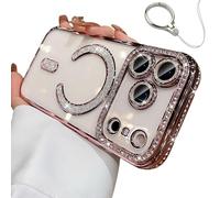 Générique 2026 New in Phone Case for iPhone 17 Series - Glitter Bling Rhinestone Sparkly Magnetic Case (for iPhone 17 Pro Max,Pink)