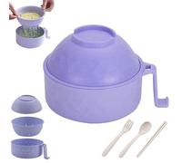 Générique 2026 New Microwave Safe Ramen Bowl,Microwave Ramen Bowl with Lid,with Chopsticks,Spoon and Fork,Ramen Cooker with Handles for Dorm Room College Apartment Essentials (Purple)