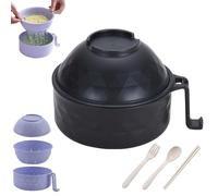 Générique 2026 New Microwave Safe Ramen Bowl,Microwave Ramen Bowl with Lid,with Chopsticks,Spoon and Fork,Ramen Cooker with Handles for Dorm Room College Apartment Essentials (Black)