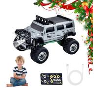 Générique 2026 New Mini RC Off-Road Truck with Lights, 1:64 Rechargeable Mini Rc Truck,3-Speed Modes,2.4ghz Racing System,for Kids Adults and Collectors (Without Trailer,Silver-Gray)