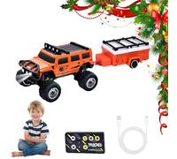 Générique 2026 New Mini RC Off-Road Truck with Lights, 1:64 Rechargeable Mini Rc Truck,3-Speed Modes,2.4ghz Racing System,for Kids Adults and Collectors (with Trailer,Orange)