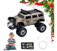 Générique 2026 New Mini RC Off-Road Truck with Lights, 1:64 Rechargeable Mini Rc Truck,3-Speed Modes,2.4ghz Racing System,for Kids Adults and Collectors (Without Trailer,Khaki)