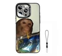 Générique 2026 New Monkey Phone Case, Funny Monkey Drinking Juice Phone Case - All inclusived Shockproof TPU Cover for iPhone 17 Pro Max to 11 Series (for iPhone 14 Pro,Black)
