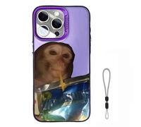 Générique 2026 New Monkey Phone Case, Funny Monkey Drinking Juice Phone Case - All inclusived Shockproof TPU Cover for iPhone 17 Pro Max to 11 Series (for iPhone 16 Pro,Purple)
