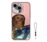 Générique 2026 New Monkey Phone Case, Funny Monkey Drinking Juice Phone Case - All inclusived Shockproof TPU Cover for iPhone 17 Pro Max to 11 Series (for iPhone 15 Pro Max,Pink)