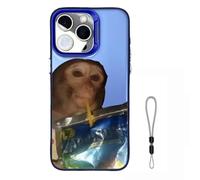 Générique 2026 New Monkey Phone Case, Funny Monkey Drinking Juice Phone Case - All inclusived Shockproof TPU Cover for iPhone 17 Pro Max to 11 Series (for iPhone 11 Pro Max,Blue)