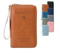 Générique 2026 New Multifunctional RFID Passport Wallet,RFID Passport Holder for Travel with Safe Zipper for Credit Cards,Tickets,Travel Wallet for Men & Women (Brown)