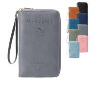 Générique 2026 New Multifunctional RFID Passport Wallet,RFID Passport Holder for Travel with Safe Zipper for Credit Cards,Tickets,Travel Wallet for Men & Women (Gray)