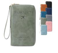 Générique 2026 New Multifunctional RFID Passport Wallet,RFID Passport Holder for Travel with Safe Zipper for Credit Cards,Tickets,Travel Wallet for Men & Women (Green)