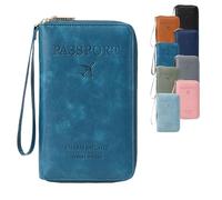 Générique 2026 New Multifunctional RFID Passport Wallet,RFID Passport Holder for Travel with Safe Zipper for Credit Cards,Tickets,Travel Wallet for Men & Women (Peacock Blue)