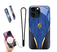 Générique 2026 New Personalized Wood Grain Dragon Compatible, Dragon Pattern Glass Silicone Shockproof Cover, Magnetic Wireless Charging, for Iphone 17/16/15/14/13 (17,Navy Blue)