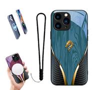 Générique 2026 New Personalized Wood Grain Dragon Compatible, Dragon Pattern Glass Silicone Shockproof Cover, Magnetic Wireless Charging, for Iphone 17/16/15/14/13 (13 Pro,Blue)