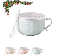 Générique 2026 New Set of (4) 25-Oz Mug Meals W/Lid-Its, 25 Oz Mug Meals with Lids, Meal Mugs with Lid, Round Holiday Meal Mugs with Handles Spoon, for Coffee, Soups, Stews (Blue,1pcs)