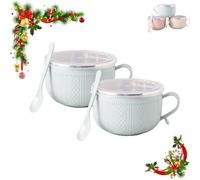 Générique 2026 New Set of (4) 25-Oz Mug Meals W/Lid-Its, 4 Piece Meal Mugs Set, Meal Mug with Lid, For Coffee, Soups, Stews (Blue(2PC))