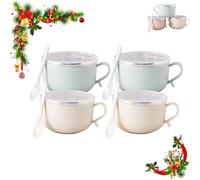 Générique 2026 New Set of (4) 25-Oz Mug Meals W/Lid-Its, 4 Piece Meal Mugs Set, Meal Mug with Lid, For Coffee, Soups, Stews (Blue+White(4PC))
