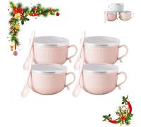 Générique 2026 New Set of (4) 25-Oz Mug Meals W/Lid-Its, 4 Piece Meal Mugs Set, Meal Mug with Lid, For Coffee, Soups, Stews (Pink(4PC))
