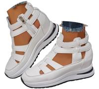 Générique 2026 New Side Zipper Comfortable Lightweight Wedge Sandals Women's Closed Toe Wedge Sandals Orthopedic Sneakers (White,43)