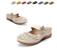 Générique 2026 New Summer Closed Toe Hollow Out Wedge Sandals for Women, Vintage Floral Design with Adjustable Hook-and-Loop Strap, Platform Espadrilles (White,40)