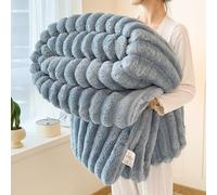 Générique 2026 New Thickened Rabbit Plush Nap Blanket, Bunny Blanket for Women, Flannel Milk Velvet Cover,Soft and Comfortable, for Bed Sofa Couch Home Office Use (Blue Gray,71x78in/180×200cm)
