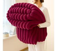 Générique 2026 New Thickened Rabbit Plush Nap Blanket, Bunny Blanket for Women, Flannel Milk Velvet Cover,Soft and Comfortable, for Bed Sofa Couch Home Office Use (Claret,71x78in/180×200cm)