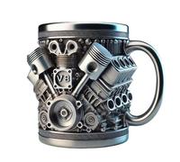 Générique 2026 New V8 Engine Coffee Mug, Retro V8 Engines Stainless Steel Cup, Personalized Double Wall Insulation Car Mug 15oz with Handle for Father, Husband, Mechanic, Car Enthusiast Gift (Sliver)