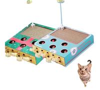 Générique 2026 New Whack Attack Cat Toy, 3-in-1 Whack-A-Mole Puzzle Toy, Enrichment Toys for Indoor Cats with Cat Scratching Pad, Interactive for Claw Grinding Rest Entertainment (Blue+Green)