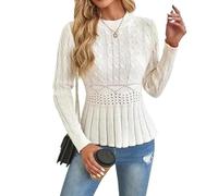 Générique 2026 New Women's Chunky Knit Crew Neck Long Sleeve Knit Top Casual Fall Winter Pullover Slim Cozy Sweaters for Women (1PCS/A,Grand)