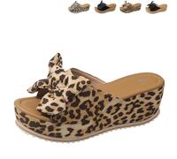 Générique 2026 New Women's High Heeled Bow-Knot Platform Wedge Sandals, Anti-Slip Thick Sole Slingback Open Toe Dressy Summer Sandals (Brown2,41)