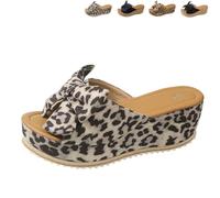 Générique 2026 New Women's High Heeled Bow-Knot Platform Wedge Sandals, Anti-Slip Thick Sole Slingback Open Toe Dressy Summer Sandals (Brown1,40)