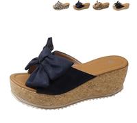 Générique 2026 New Women's High Heeled Bow-Knot Platform Wedge Sandals, Anti-Slip Thick Sole Slingback Open Toe Dressy Summer Sandals (Blue,37)