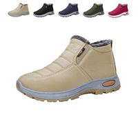 Générique 2026 New Women's Warm Sheepskin-Lined Boots Ladies Winter Snow Boots Lightweight Waterproof Fur Fuzzy Thermal Soft Booties (Khaki,36)