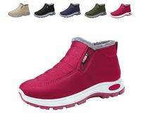Générique 2026 New Women's Warm Sheepskin-Lined Boots Ladies Winter Snow Boots Lightweight Waterproof Fur Fuzzy Thermal Soft Booties (Red,40)