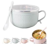 Générique 2026 Nouveau lot de 4 mugs repas de 750 ml avec couvercles, mugs repas ronds avec poignées, cuillères et couvercles, lot de 4 de Noël pour soupes, café Idée cadeau de Noël (Bleu)