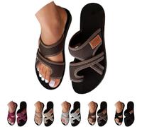 Générique 2026 Orthopedic Sandals for Women Beach Slip On Flip Flops Comfortable Mesh Flats Casual Toe Ring Slippers (Coffee,40)