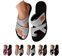Générique 2026 Orthopedic Sandals for Women Beach Slip On Flip Flops Comfortable Mesh Flats Casual Toe Ring Slippers (Grey,41)