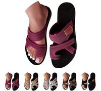 Générique 2026 Orthopedic Sandals for Women Beach Slip On Flip Flops Comfortable Mesh Flats Casual Toe Ring Slippers (Red,35.5)
