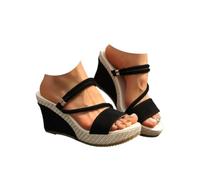 Générique 2026 Orthopedic Wedge Sandals For Women Platform Arch Support Orthotic Platform Wedges Ankle Strap Out Breathable Casual Sandals (Black,41)