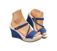 Générique 2026 Orthopedic Wedge Sandals For Women Platform Arch Support Orthotic Platform Wedges Ankle Strap Out Breathable Casual Sandals (Blue,40)