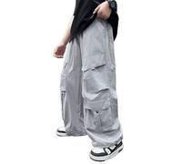 Générique 2026-Pantalon Cargo Tendance garçon Aventure Plein air Coupe Ample Confortable Robuste idéal Jeux extérieur école Loisir Quotidien (Light Gray, 5-6 Years)
