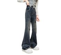 Générique 2026 Pantalon en Denim Extensible pour Fille Coupe évasée décontracté Confortable Tenue Quotidienne Tissu Doux Convient Enfants âgés Trois à Treize Ans (Black, 3-4 Years)