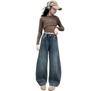 Générique 2026 Pantalons en Denim pour Filles Haute Coupe Ample Élégants Décontractés Enfants Quotidien Printemps Automne 4-15 Ans (Blue, 10-11 Years)