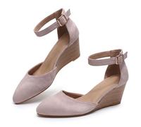 Générique 2026 Pointed Toe Platform Wedge Sandals Ankle Strap Heeled Espadrilles Sandals Ladies Comfortable Summer Dressy Shoes for Beach Wedding Dressy Spring Summer Shoes (Pink,38)