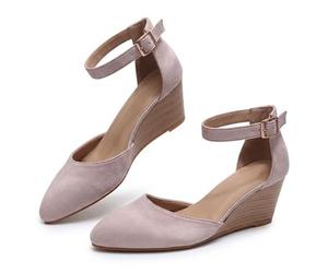 Générique 2026 Pointed Toe Platform Wedge Sandals Ankle Strap Heeled Espadrilles Sandals Ladies Comfortable Summer Dressy Shoes for Beach Wedding Dressy Spring Summer Shoes (Pink,37)