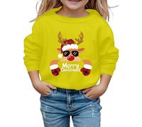 Générique 2026 Pull de Noëls Moche pour Enfant Fille, Sweatshirt Filles Enfants décontracté Ample Actif Manches Longues Sweater Imprimé Noël Lettre, Sweat Noël Ouaté pour Filles Hiver Chaud 6-12 Ans