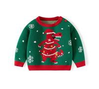 Générique 2026-Pull Dinosaure Garçon Doux Hiver Fêtes Enfant Thème Enfants Chaud Pullover Tricot Loisir Automne Printemps Scolaire (Green, 3-4 Years)
