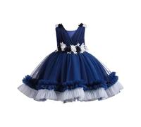 Générique 2026 Robe Bouffante Enfant Princesse gâteau Tenue fête Fleurs Anniversaire bébé Nouvelle élégante Jupe volumineuse Coton Doux Confortable célébration Robe de soirée Fille (Blue, 9M-1Y)